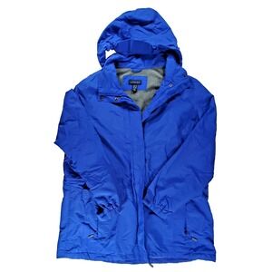 Lands' End Mens XL Royal Blue Squall Jacket Fleece Waterproof Hooded Excellent